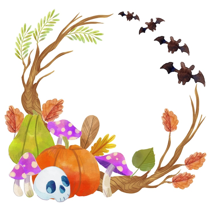 Free Vector watercolor halloween frame template