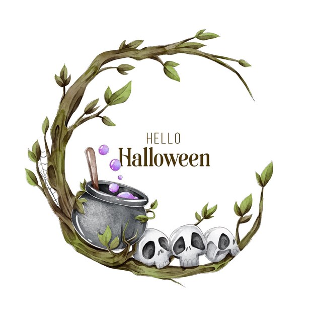 Watercolor halloween frame