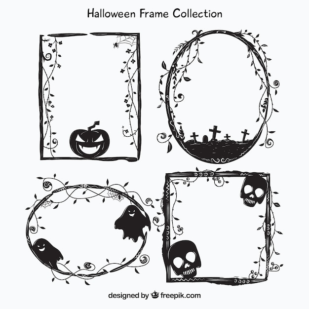 Free vector watercolor halloween frames set