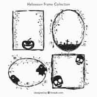 무료 벡터 수채화 할로윈 프레임 세트