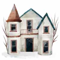 Бесплатное векторное изображение Акварель хэллоуин дом иллюстрация