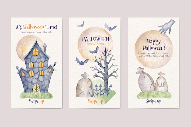 Watercolor halloween instagram stories collection