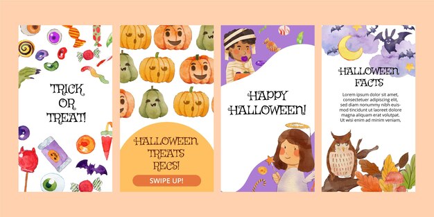 Watercolor halloween instagram stories collection