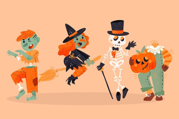 Download Free Vector Halloween Kid Collection