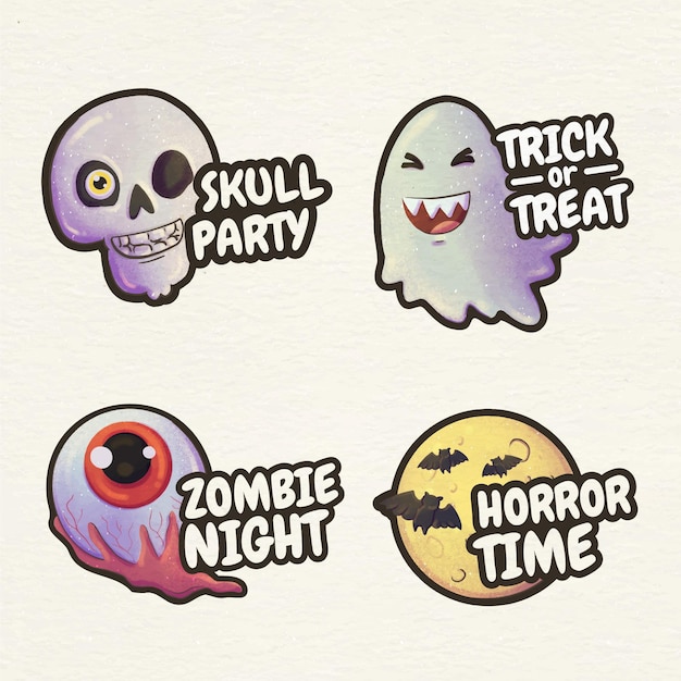 Watercolor halloween labels collection