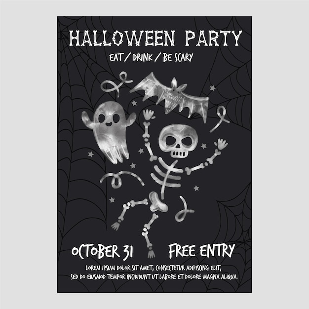 Watercolor halloween party poster