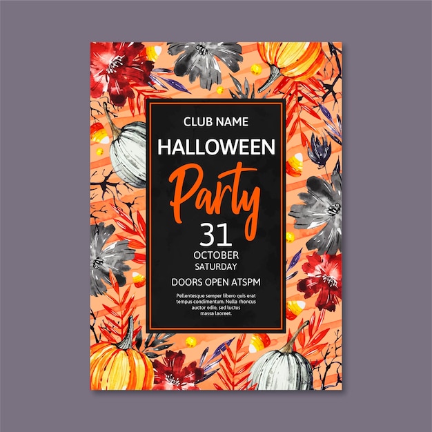 Watercolor halloween party poster