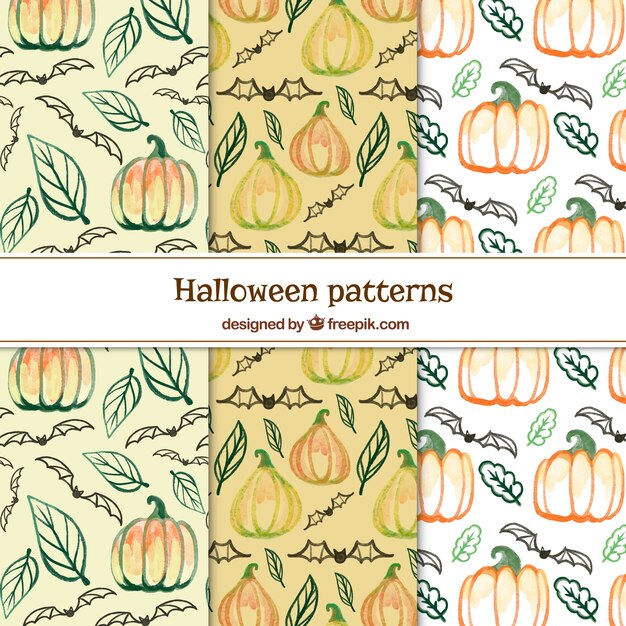 Free Vector watercolor halloween patches set