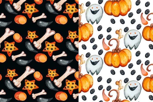 Free vector watercolor halloween pattern design