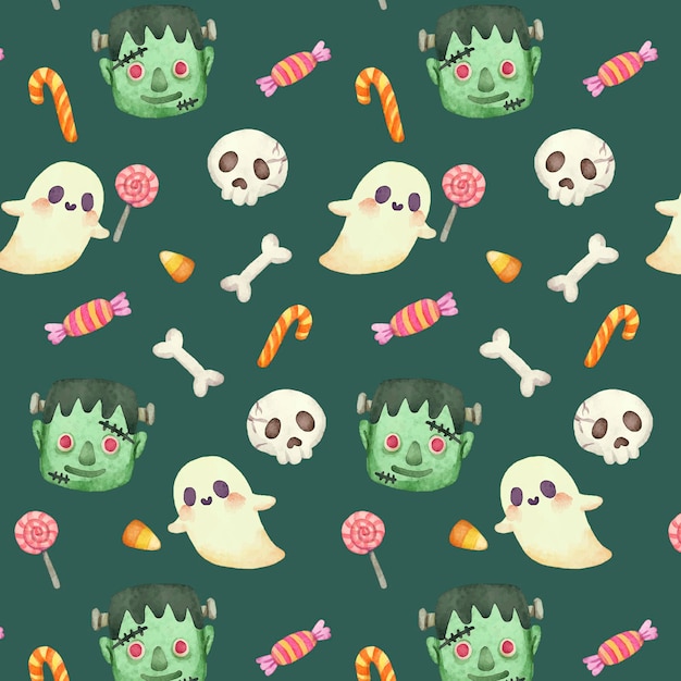 Free vector watercolor halloween pattern design