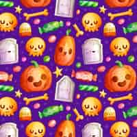 Free vector watercolor halloween pattern