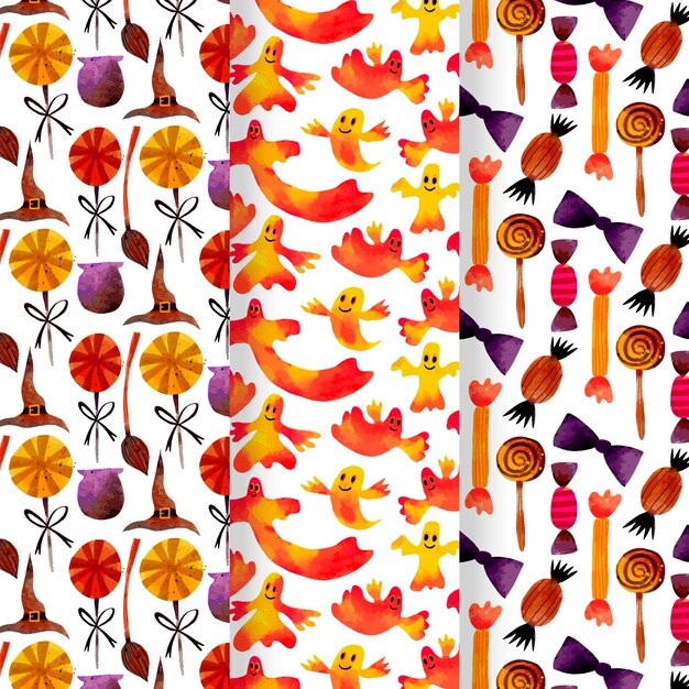 Watercolor halloween patterns