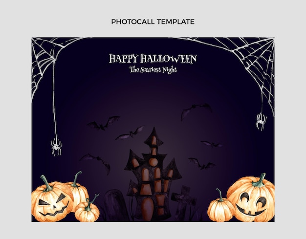 Free vector watercolor halloween photocall template