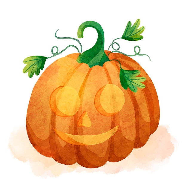 Vettore gratuito illustrazione dell'acquerello della zucca di halloween