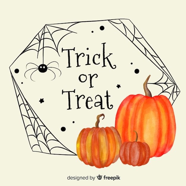 Free vector watercolor halloween pumpkins frame