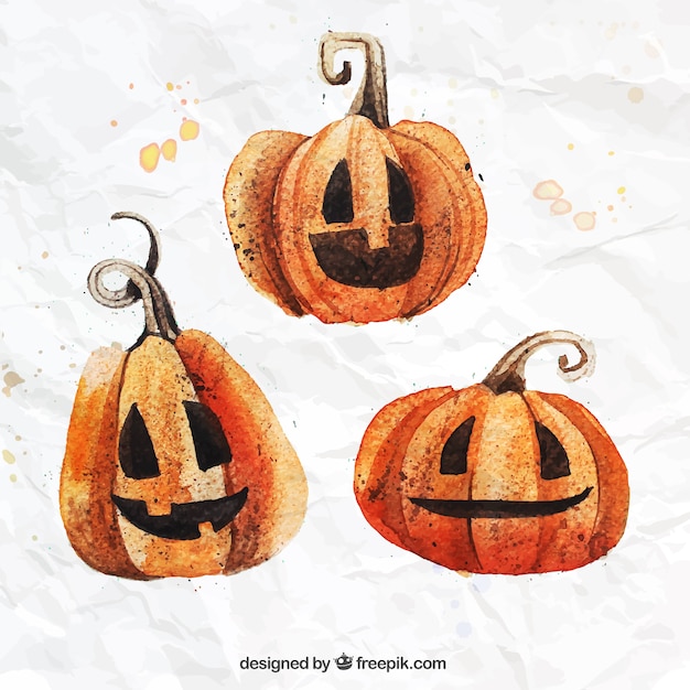 Watercolor halloween pumpkins