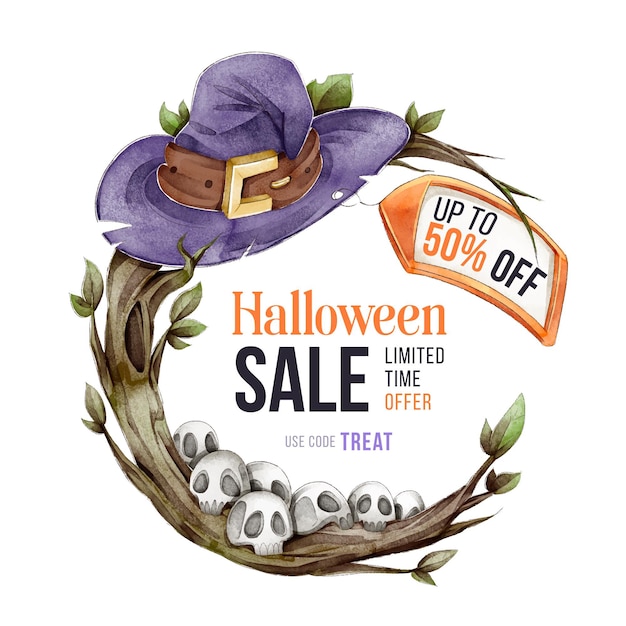 Watercolor halloween sale