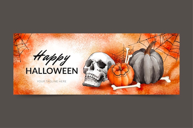 Watercolor halloween social media cover template