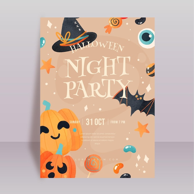 Free vector watercolor halloween vertical poster template