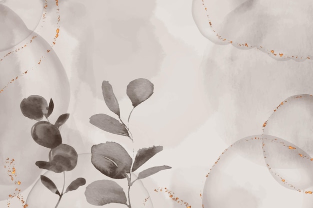 Watercolor hand drawn background with leaves