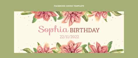 Free vector watercolor hand drawn birthday facebook cover