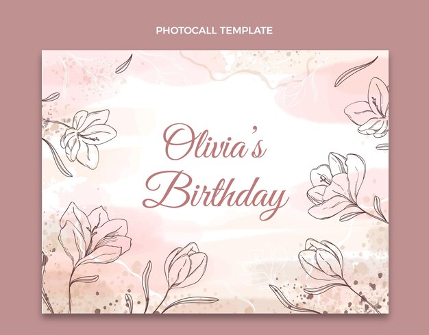 watercolor hand drawn birthday photocall