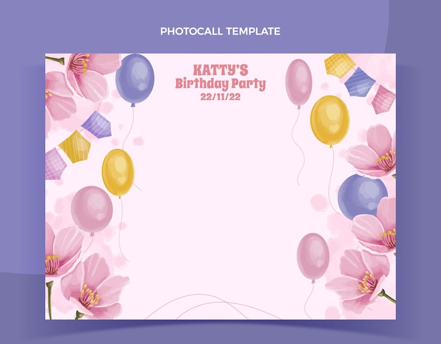 Free vector watercolor hand drawn birthday photocall