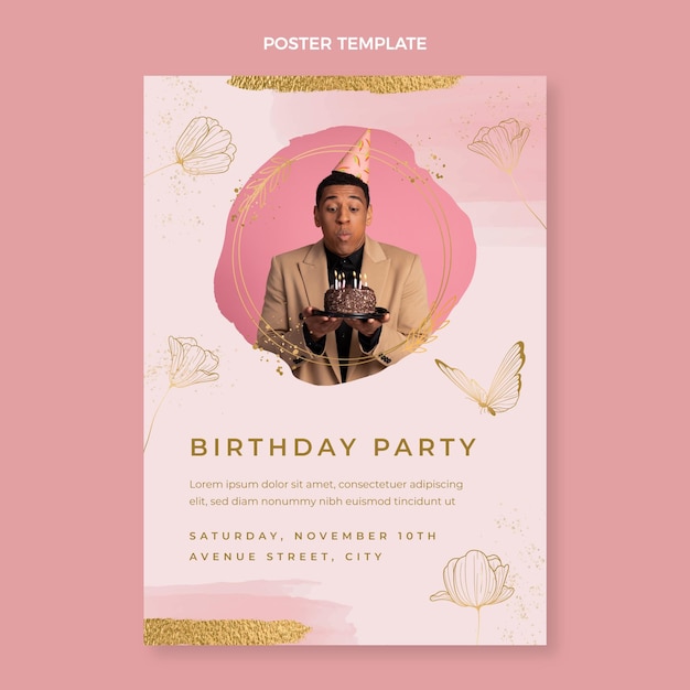 Free vector watercolor hand drawn birthday poster