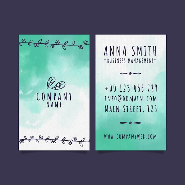 Watercolor hand drawn business cards