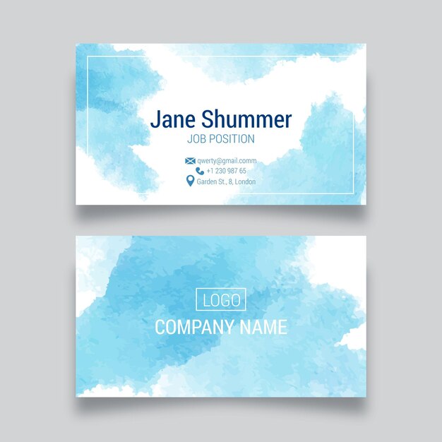 Watercolor hand drawn business cards