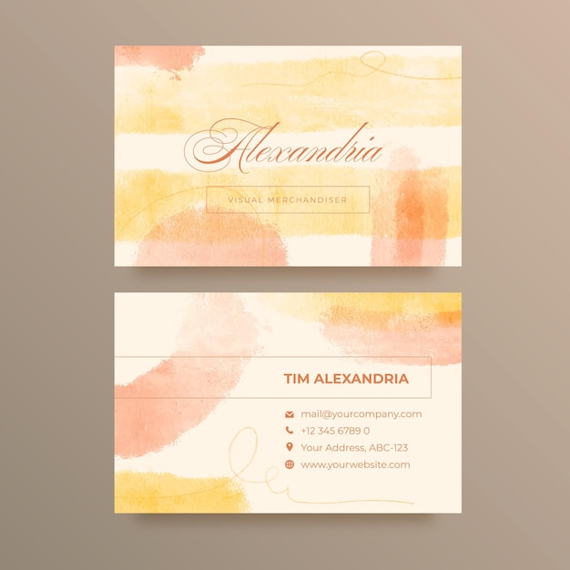 Free vector watercolor hand drawn business cards