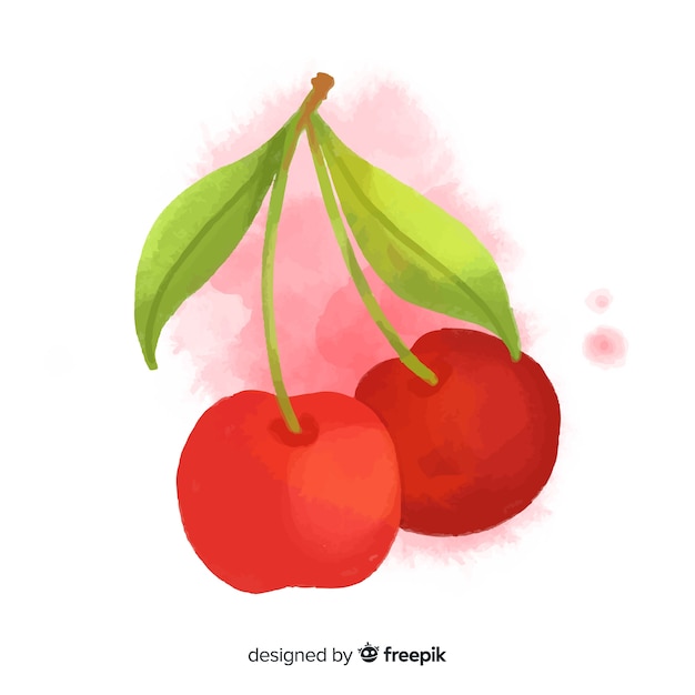 Free vector watercolor hand drawn cherries background