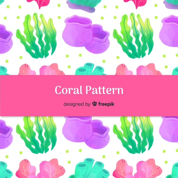 Watercolor hand drawn coral pattern