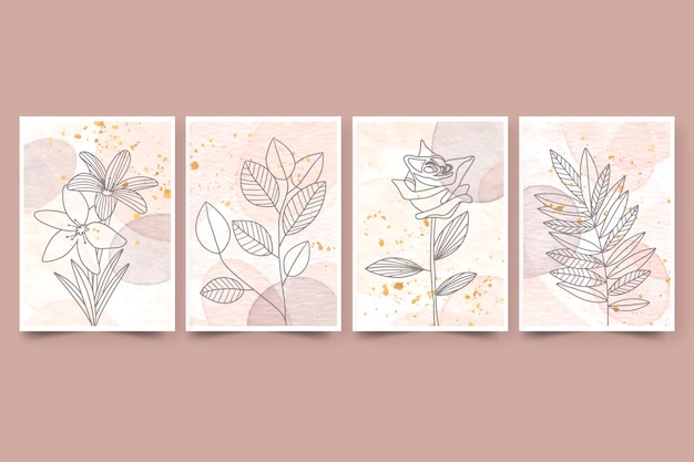 Free vector watercolor hand drawn covers with plants
