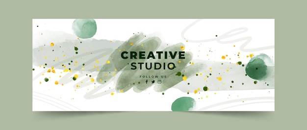 Watercolor hand drawn facebook cover template