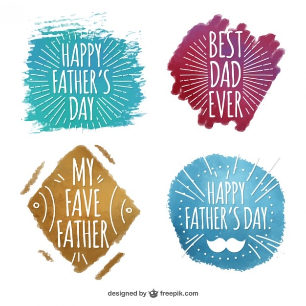 Watercolor hand drawn father's day badges