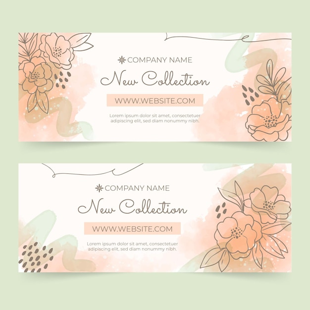 Free vector watercolor hand drawn floral banners template