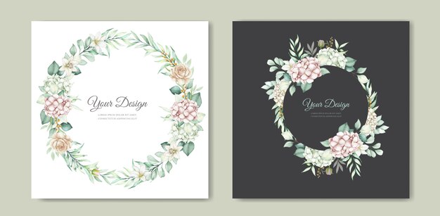 watercolor hand drawn floral wedding invitation card set