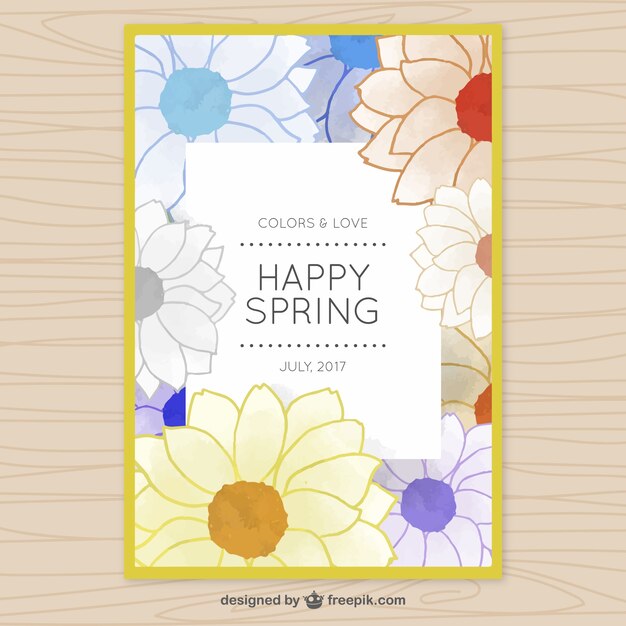 Free vector watercolor hand drawn flower card