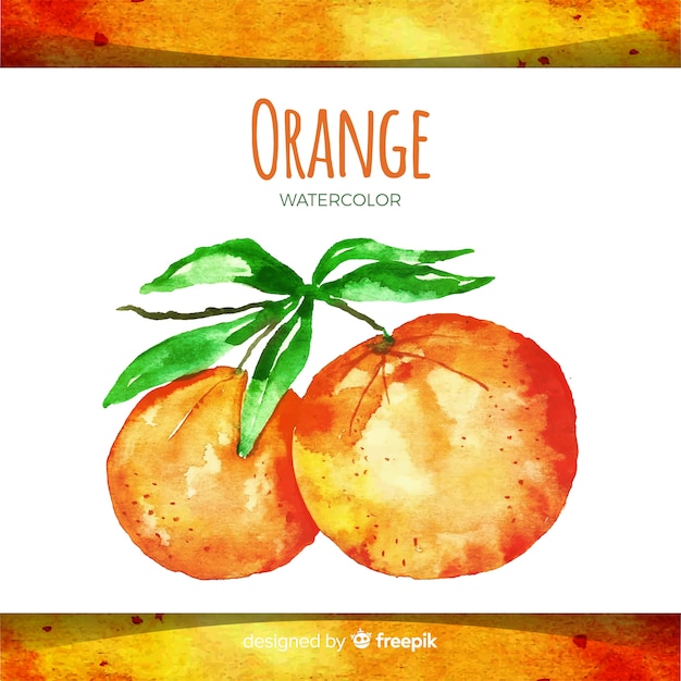 水彩の手描きオレンジ色の背景