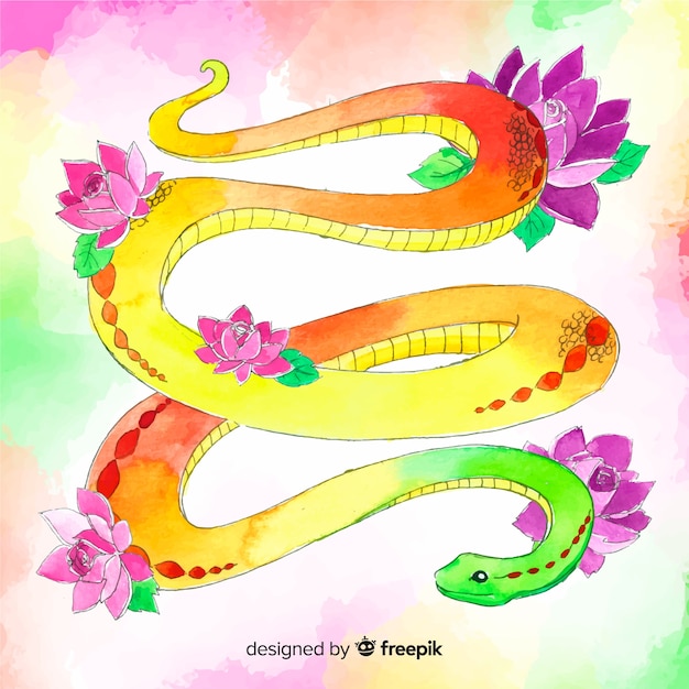 Free vector watercolor hand drawn snake background