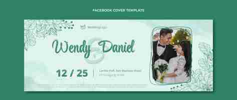 Free vector watercolor hand drawn wedding facebook cover