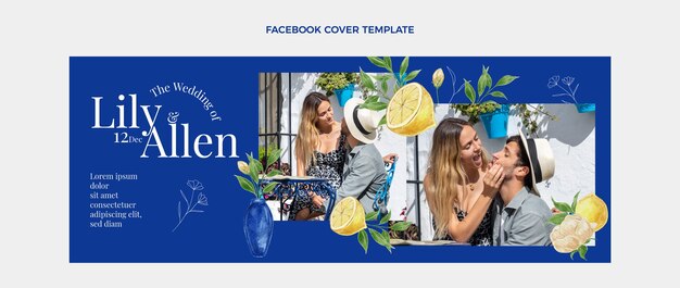 watercolor hand drawn wedding facebook cover