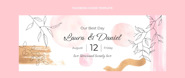 Free vector watercolor hand drawn wedding facebook cover