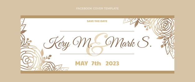 Free vector watercolor hand drawn wedding facebook cover