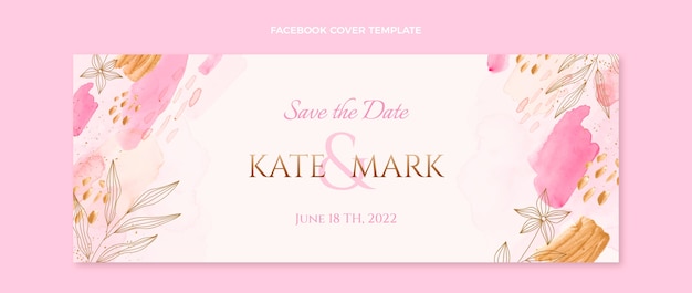 Free vector watercolor hand drawn wedding facebook cover