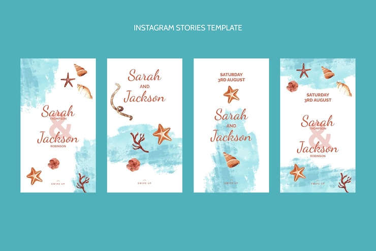 Free Vector watercolor hand drawn wedding instagram stories