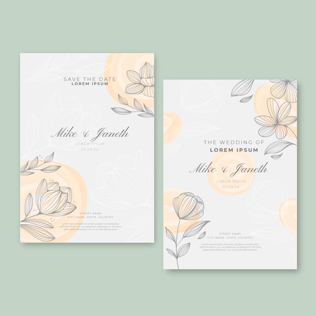 Free vector watercolor hand drawn wedding invitation template