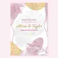 Free vector watercolor hand drawn wedding invitation template