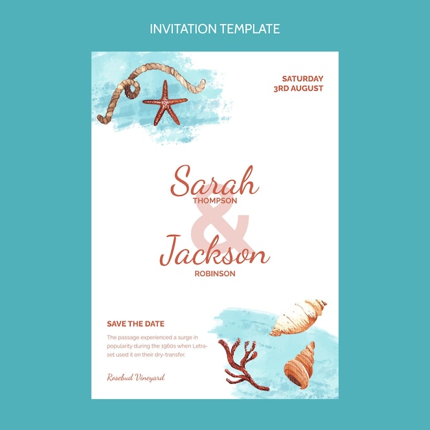 Free vector watercolor hand drawn wedding invitation